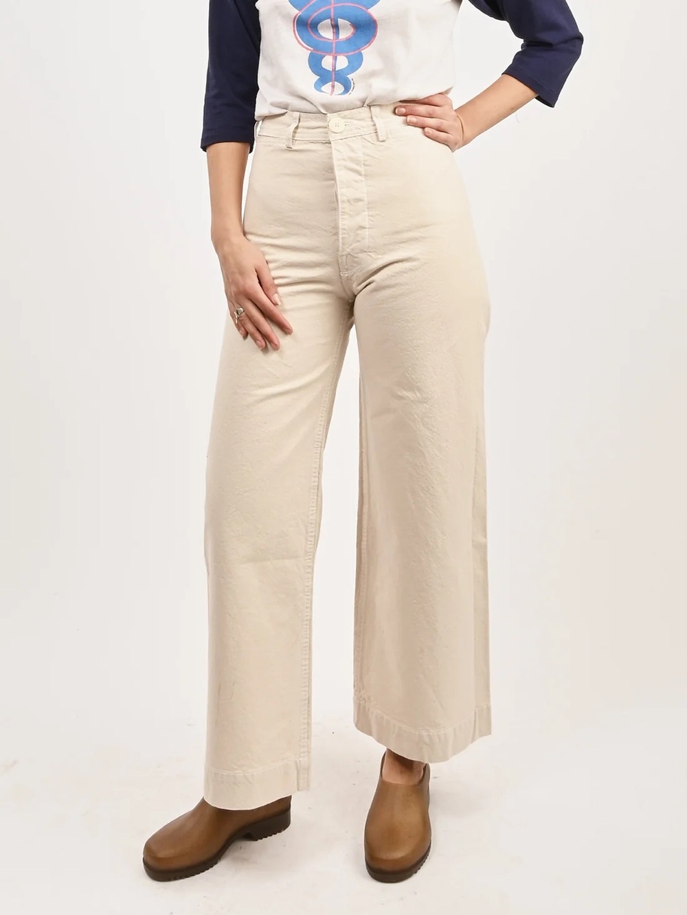 Jesse Kamm Sailor Pant High-Waist Wide-Leg Jeans - Natural Cream
